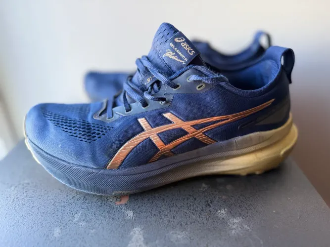 Tênis Asics Kayano 31 platinum azul edição limitada 44 