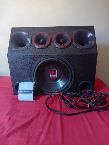 Caixa de som automotivo completa, sub 12+corneta+Tweeter+ módulo taramps+ cabos 