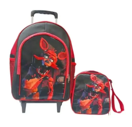 Mochila Foxy Five Night Rodinhas +lancheira térmica 