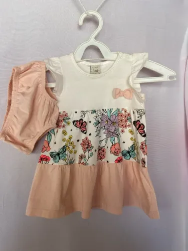 Vestido Infantil Floral com Shorts - 0 a 3 meses