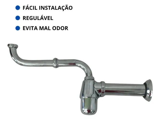 Sifão Cromado cruzado pia 1.1/2 x 1.1/2 Esteves