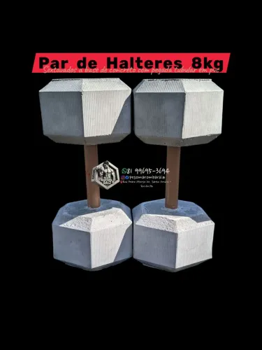 Par de Halteres 8kg Sextavados de Concreto