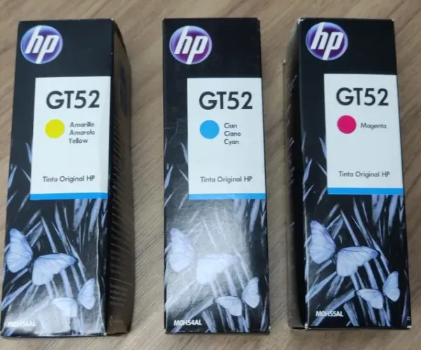 Kit 3 Garrafa Refil de Tinta HP Original GT52 90Ml Y/C/M Novo Lacrado