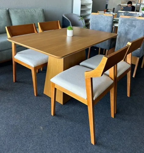 Mesa de Jantar Barbara com 4 Cadeiras Conquista 120x80 Promoção Entrega em 24h