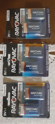 Pilhas Alcalinas 9V Rayovac - Alta Performance