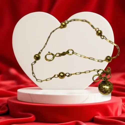 Pulseira de Ouro Amarelo (Infantil) com Pingente