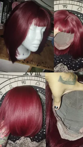 Peruca vinho curta chanel wig 
