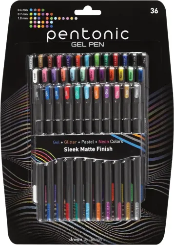 Kit 36 Canetas Pentonic Gel Pen: Glitter, Pastel E Neon p/Colorir Marcadores Canetinhas