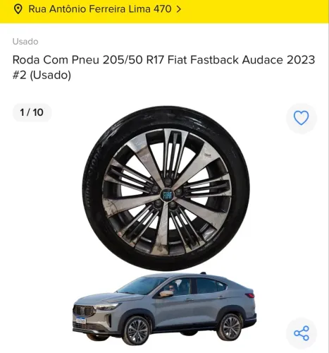Roda com Pneu 205/50 R17 Fiat Fastback Audace 2023