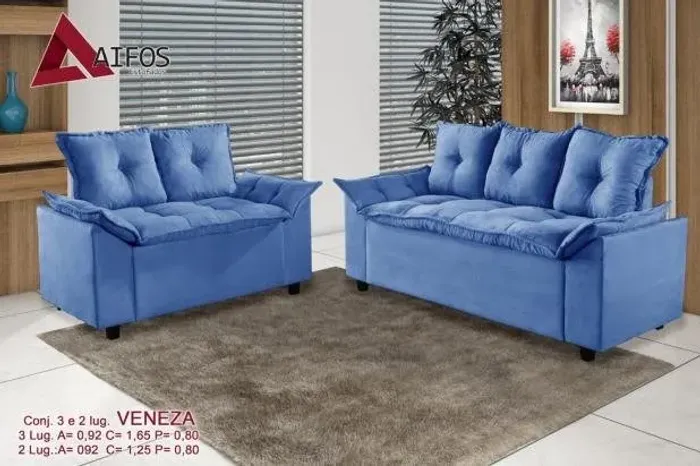 !!! FRETE GRATIS !!! Conj Estofado Veneza 2x3Lgs