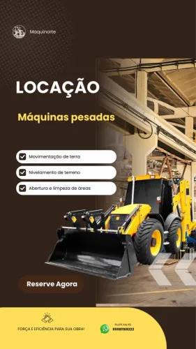 Locação de máquinas, retroescavadeira, pá carregadeira, trator, limpeza de terrenos.