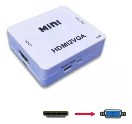 Conversor Adaptador Hdmi2vga - Hdmi X Vga Com Áudio Novo Ativo Loja Coimbra Computadores