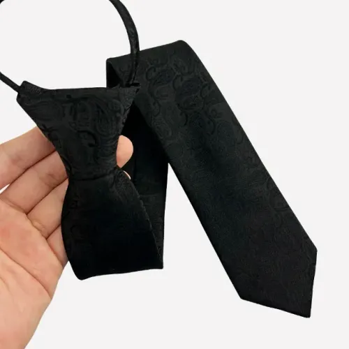 Gravata Social Masculina Preta Slim Cashmere Paisley Nó Pronto NP50
