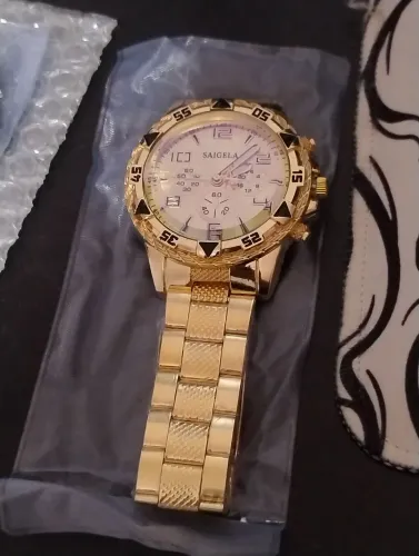 RELÓGIO MASCULINO QUARTZ AÇO INOXIDÁVEL DOURADO