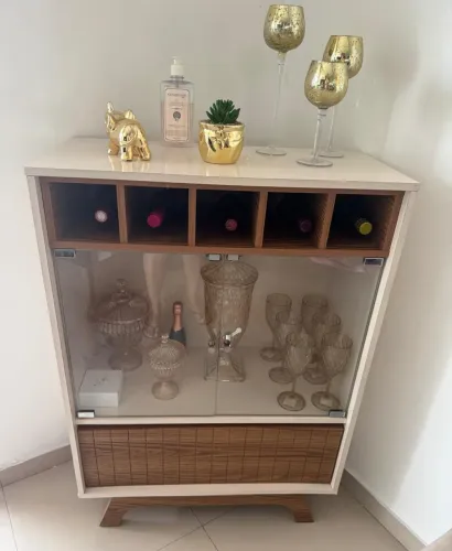 Cristaleira 3 Portas Carvalho nobre/Off White