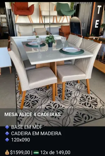 Mesa de Jantar Alice 4 lugares