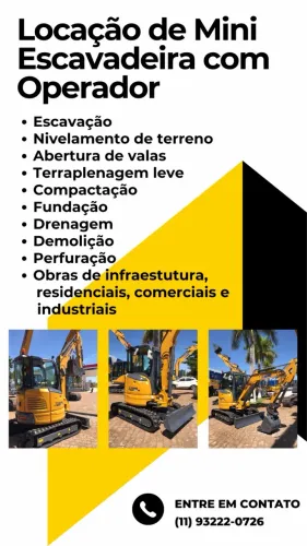 Locação de Mini Escavadeira