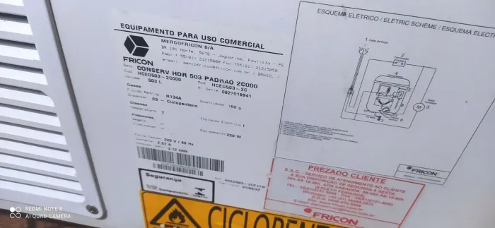 Freezer fricon 2 portas 500 litros