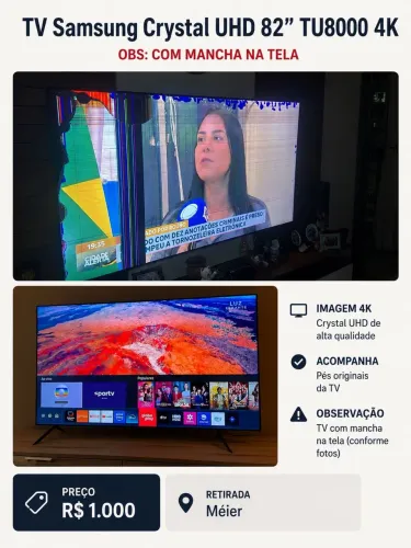Televisão Samsung crystal 82 polegadas 4k