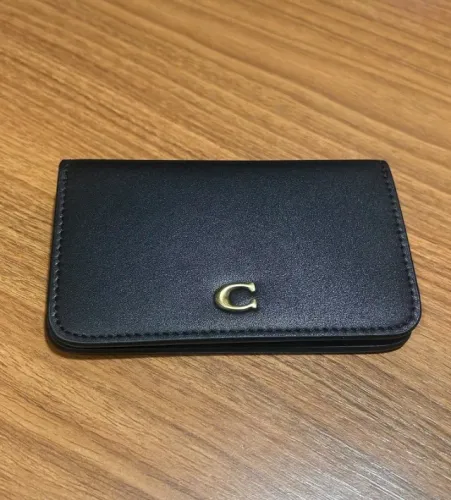 carteira coach essential slim couro preta