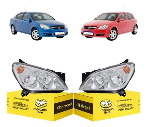 Par Farol Chevrolet Vectra 2006 07 2008 Cromado Novo Ambos Lados