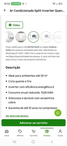 Ar Condicionado Split Inverter Quente/Frio 30000 BTUs com Wi-Fi 220V