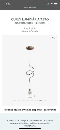 Luminária Tok&Stok nova