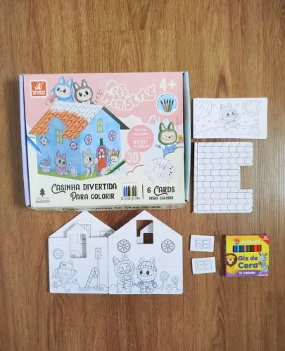 Jogo Casinha Divertida para Colorir em MDF Brincadeira de Criança
