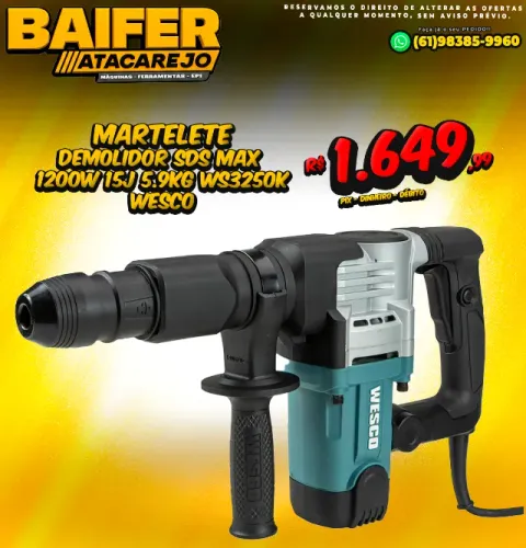 Martelete demolidor sds Max 1200w 15J 5.9kg WS3250k Wesco