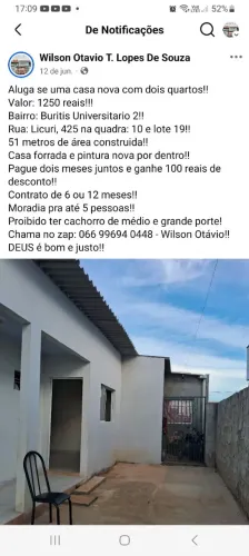 Aluga se uma casa em Primavera do Leste! Zap: *- Wilson Otávio!!