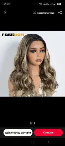 Peruca front lace mechas ondulada morena iluminada 