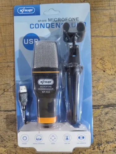 Microfone Condensador Usb Gamer Para Gravação Com Tripé Pc Notebook Podcast - Knup