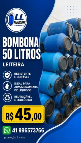 Tambor 50 litros tampa rosca estilo leiteira
