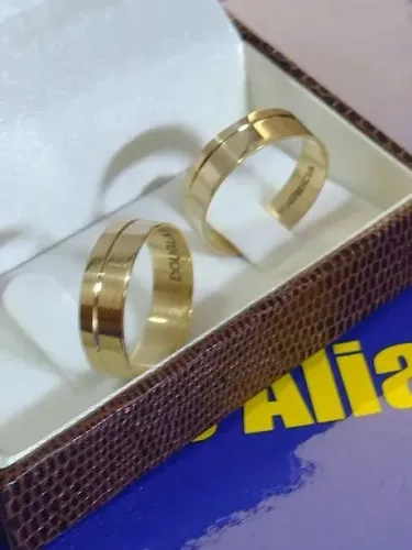 Alianças Com Risco Casamento 12 Gramas Ouro 18 Kilates 7 mm Maciça