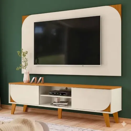 Rack com Painel Duna Cinamomo/Off White (PRODUTO DE OFERTA)