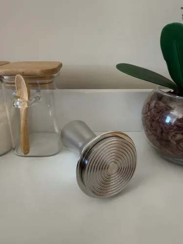 Tamper/Compactador de Café em Inox com Cabo Prata
