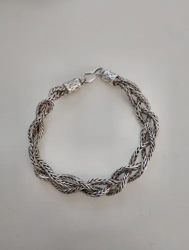 Pulseira de prata trançada 