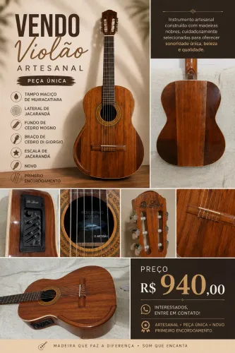 Violão Artesanal Muiracatiara Jacarandá Cedro