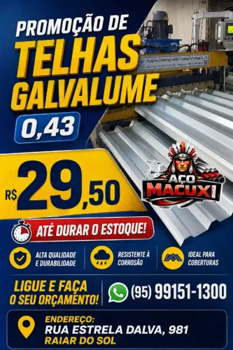 Telhas Galvalume - Entrega Grátis