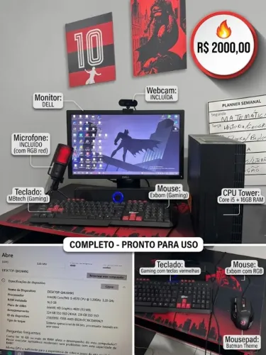 PC Completo i5, 16GB RAM + Kit Periféricos - Ótimo para Estudo/Trabalho/CS