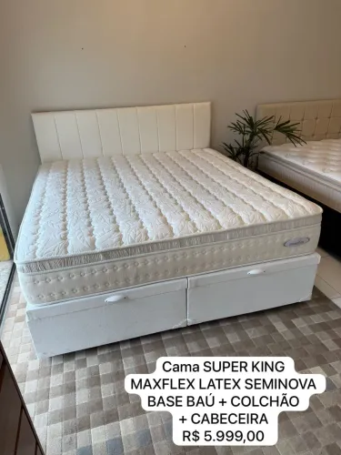 Cama BOX KING BAU COM COLCHÃO MAXFLEX TOP - Entrego!