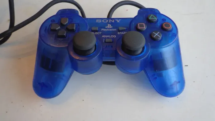 Controle Ps2 azul translúcido original funcionando 100% (usado)