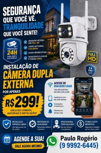 Câmera de Segurança IP dupla - Completa Instalada R$ 299