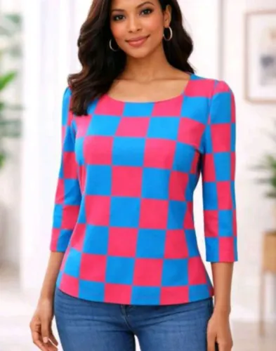 Blusa meia manga xadrez