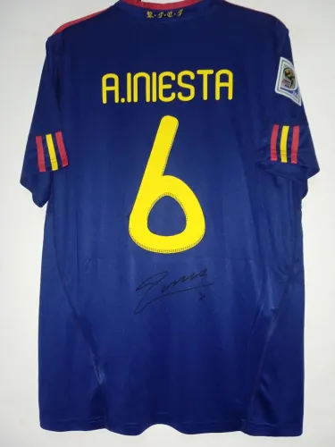 Camisa Espanha Final Copa Mundo 2010 #6 Iniesta Autografada Certificada