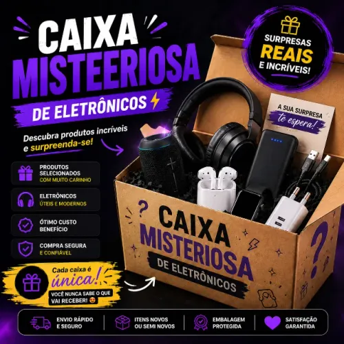 Caixa Misteriosa E-Imports - Pode Vir Celular, Fone e Mais