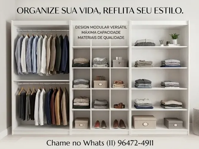 KIT CLOSET - CABIDEIRO DUPLO + COLMÉIA + PRATELEIRAS - NOVO - ENTREGA RÁPIDA