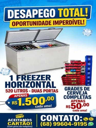 Vende-se freezer e grande de cerveja litrão e 300 ml