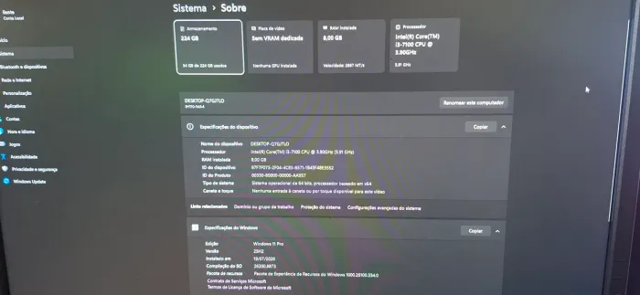 Vendo Computador i3 7°Geração