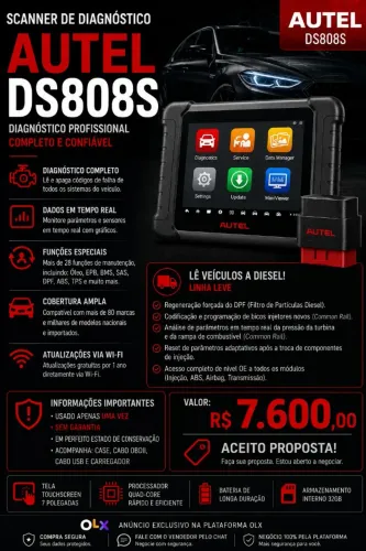 Scanner Automotivo Autel DS808S Profissional